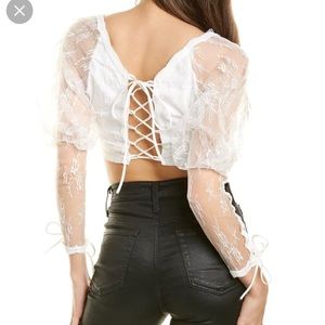 Beulah lace up crop top with lace